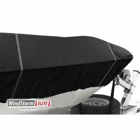 Eevelle Boat Cover V HULL FISHING Center Console, High Bow Rails, Inboard 18ft 6in L 96in W Black SBVCCR1896-BLK